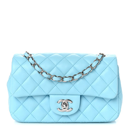 Chanel Lambskin Quilted Mini Rectangular Flap Light Blue 1 of 9