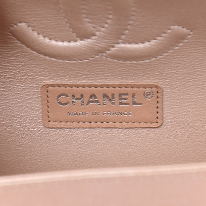 Chanel Metallic Caviar Chevron Quilted Medium Double Flap Light Gold 6 of 11