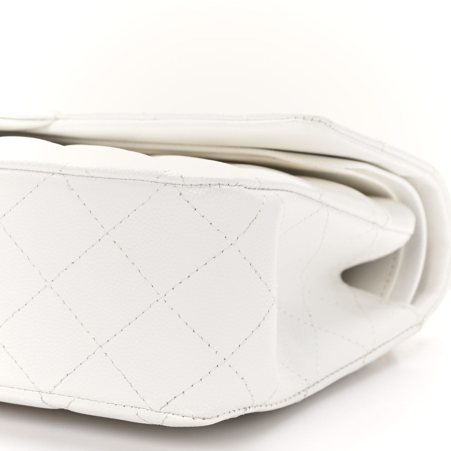 Caviar Quilted Medium Double Flap White