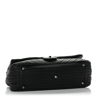 Chanel Calfskin Chevron Quilted XXL Travel Flap Bag Black 3 of 9