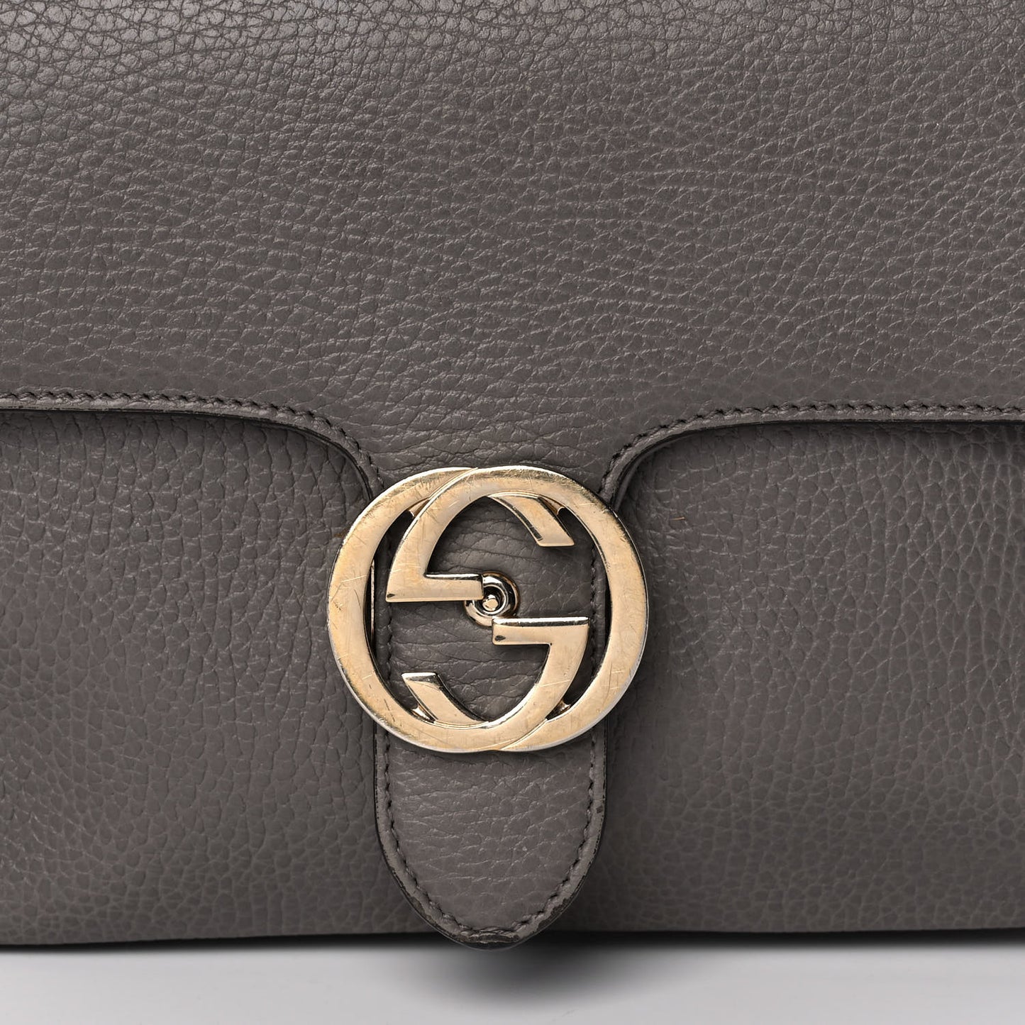 Dollar Calfskin Interlocking G Top Handle Shoulder Bag Loess