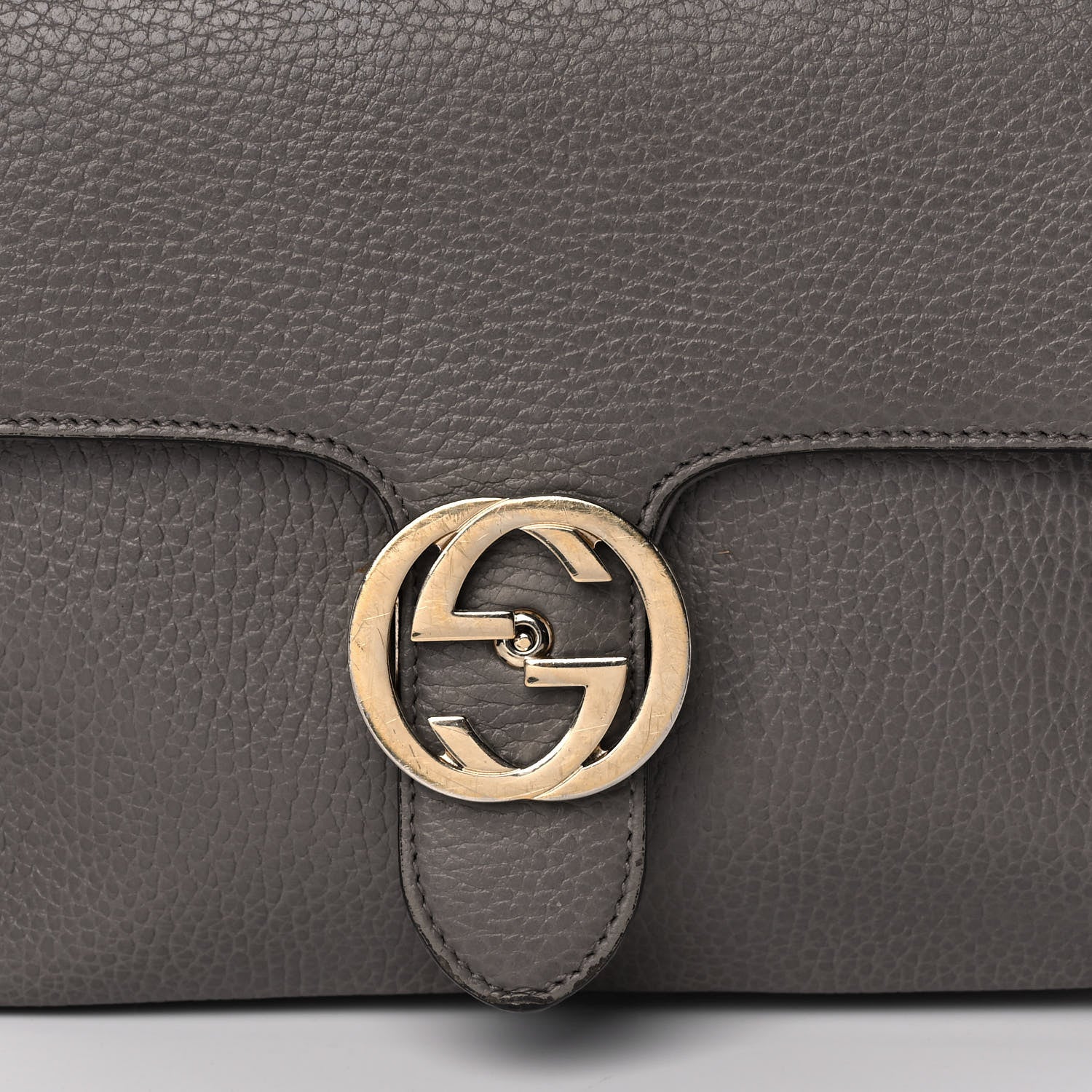 Gucci Dollar Calfskin Interlocking G Top Handle Shoulder Bag Loess 9 of 14