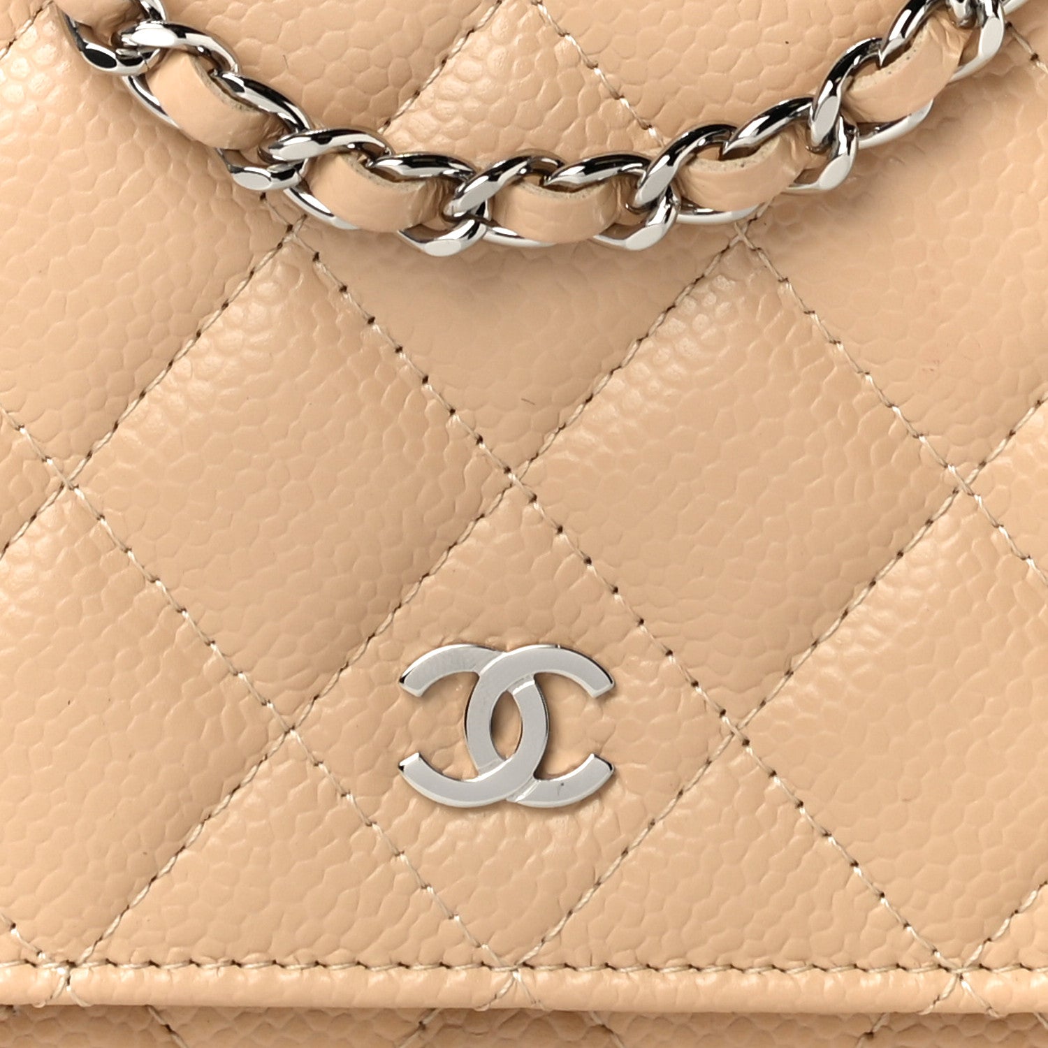 Chanel Caviar Quilted Wallet On Chain WOC Beige 11 of 14