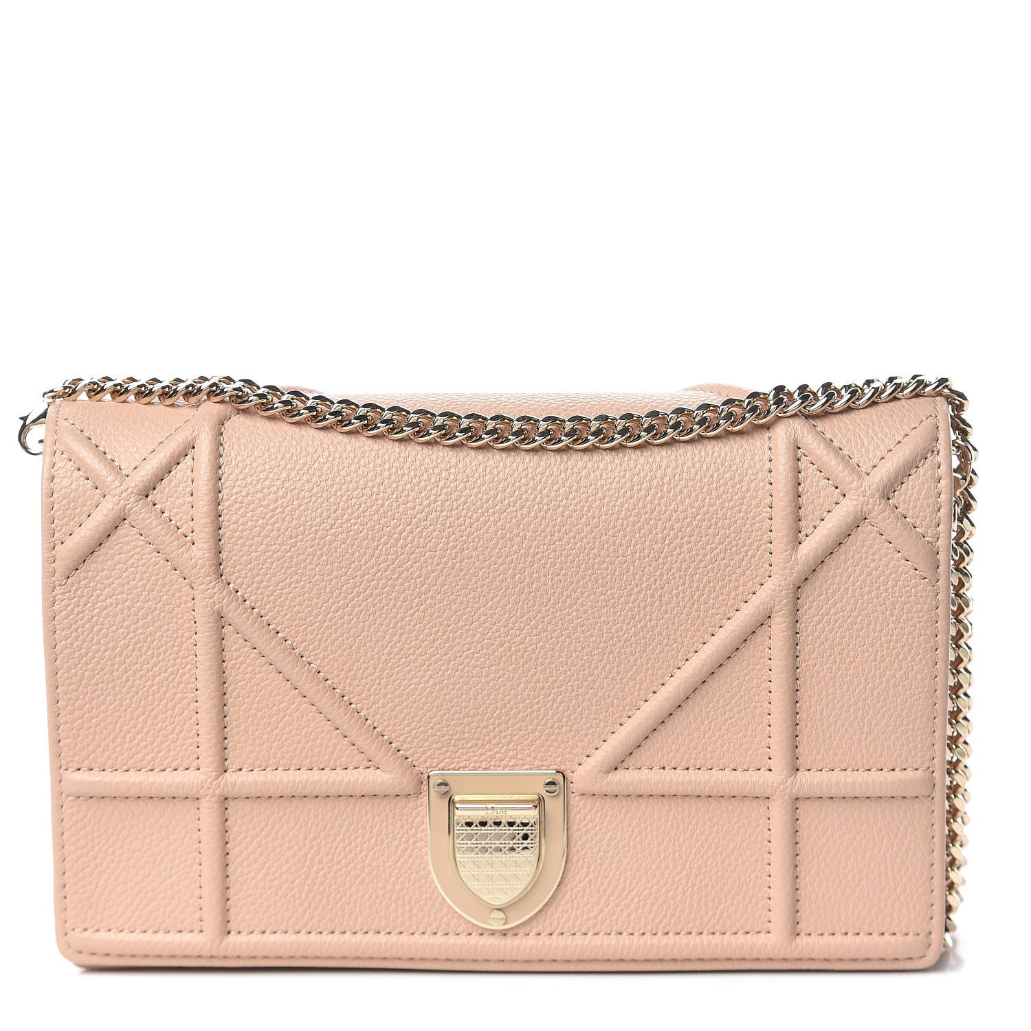 Christian Dior Grained Calfskin Diorama Wallet on Chain Pouch Nude 1 of 10