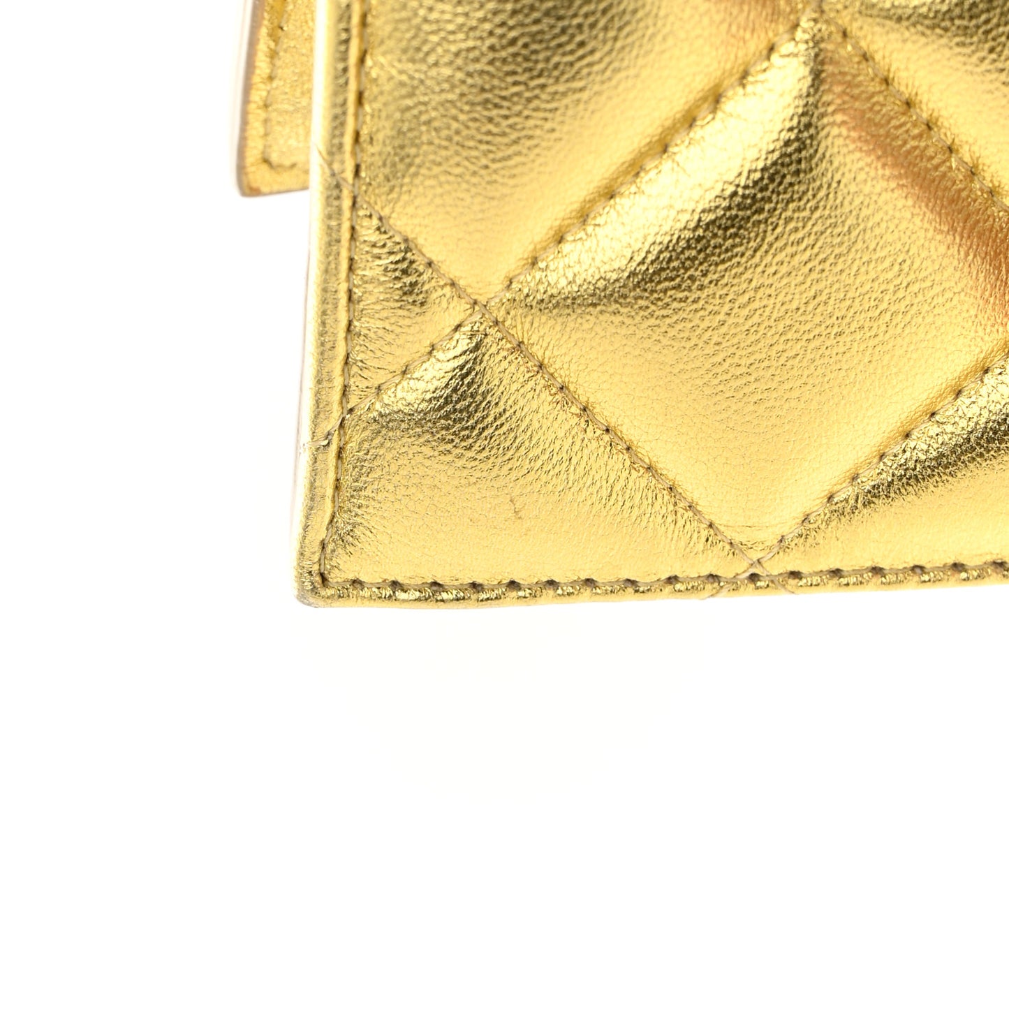 Metallic Calfskin Quilted Knuckle Shoulder Bag Gold