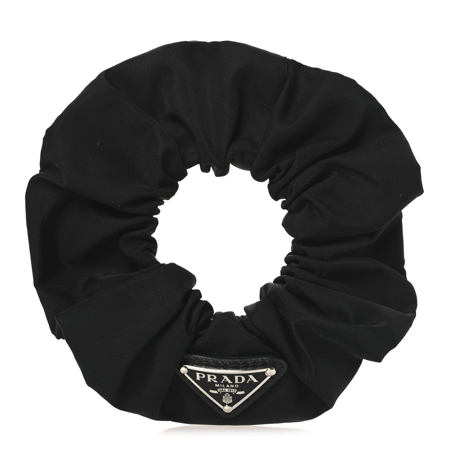 Re-Nylon Metal Logo Scrunchie Black