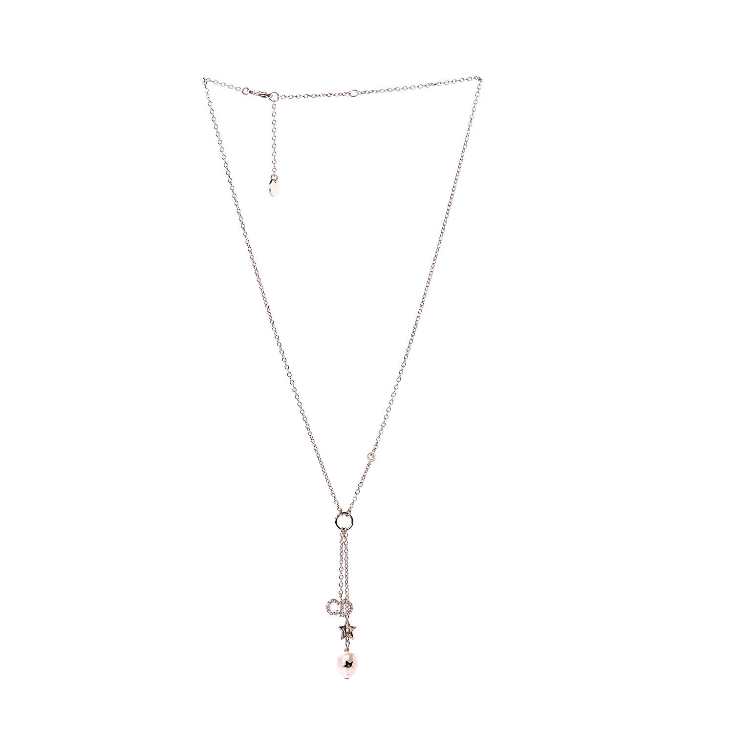 Christian Dior Crystal Pearl Shiny-D Tribal Long Necklace Gold 2 of 5
