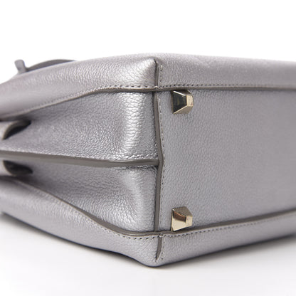 MCM Metallic Grained Calfskin Mini Milla Tote Spike Silver 9 of 11