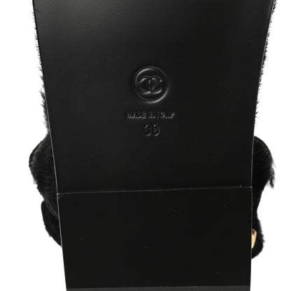 Chanel Calfskin Hair Suede Shearling Dad Sandals 39 Black 6 of 8