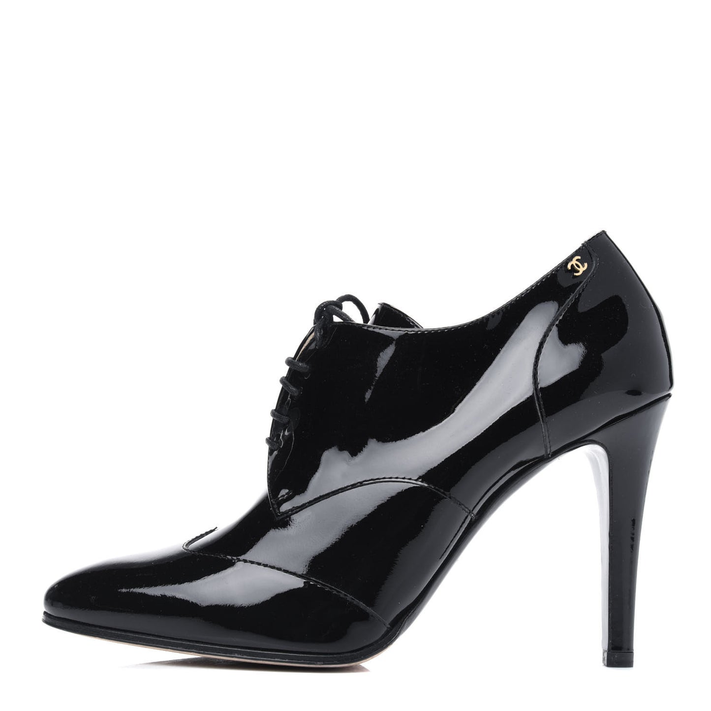 Patent Calfskin Oxford Lace Up Ankle Booties 39 Black