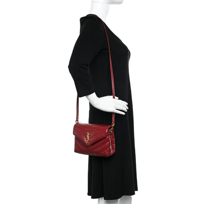 Saint Laurent Calfskin Y Quilted Monogram Toy Loulou Crossbody Bag Rouge 2 of 11