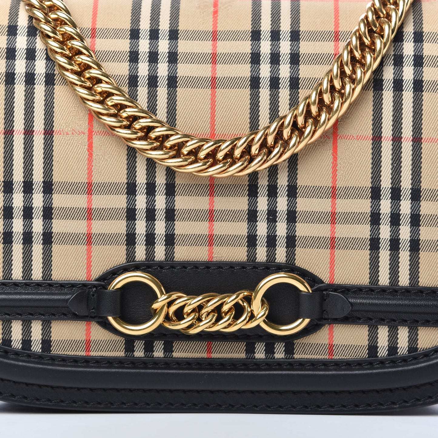 Smooth Calfskin 1983 Knight Check Link Shoulder Bag Black