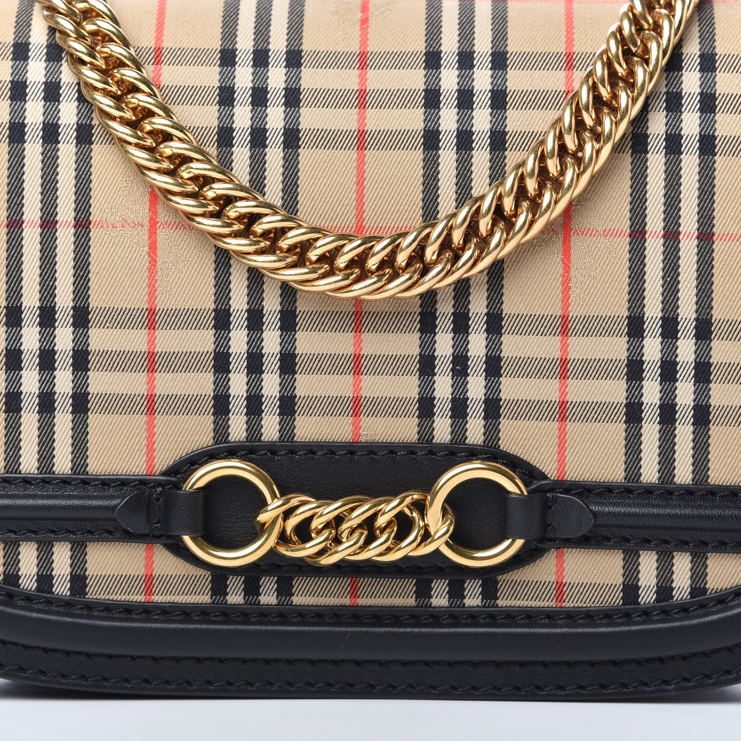 Burberry Smooth Calfskin 1983 Knight Check Link Shoulder Bag Black 9 of 9