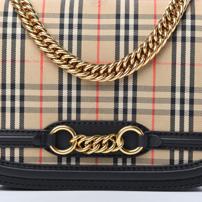 Burberry Smooth Calfskin 1983 Knight Check Link Shoulder Bag Black 9 of 9