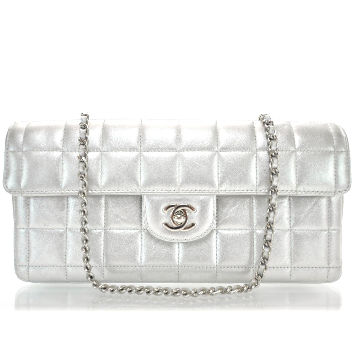 Chanel Lambskin East West Chocolate Bar Flap Silver 1 of 11