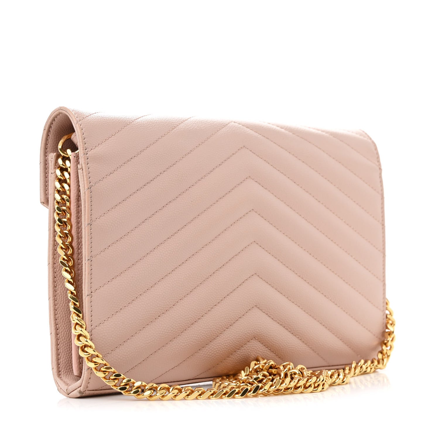 Grain De Poudre Matelasse Chevron Monogram Chain Wallet Pale Pink