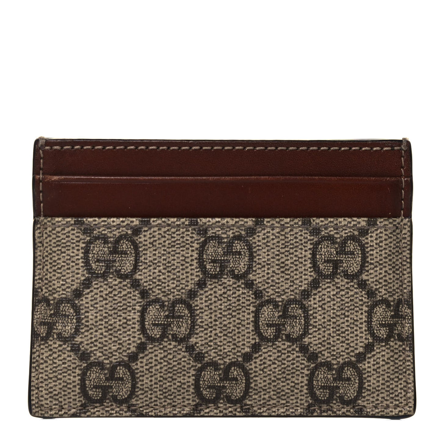 GG Supreme Monogram Calfskin Card Holder Beige Ebony Cuir