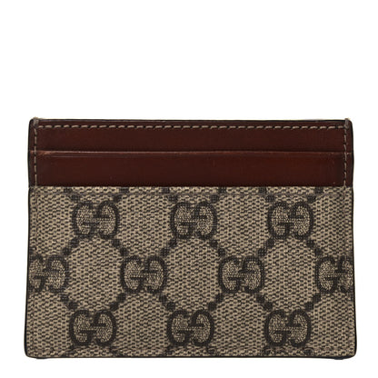 Gucci GG Supreme Monogram Calfskin Card Holder Beige Ebony Cuir 1 of 6