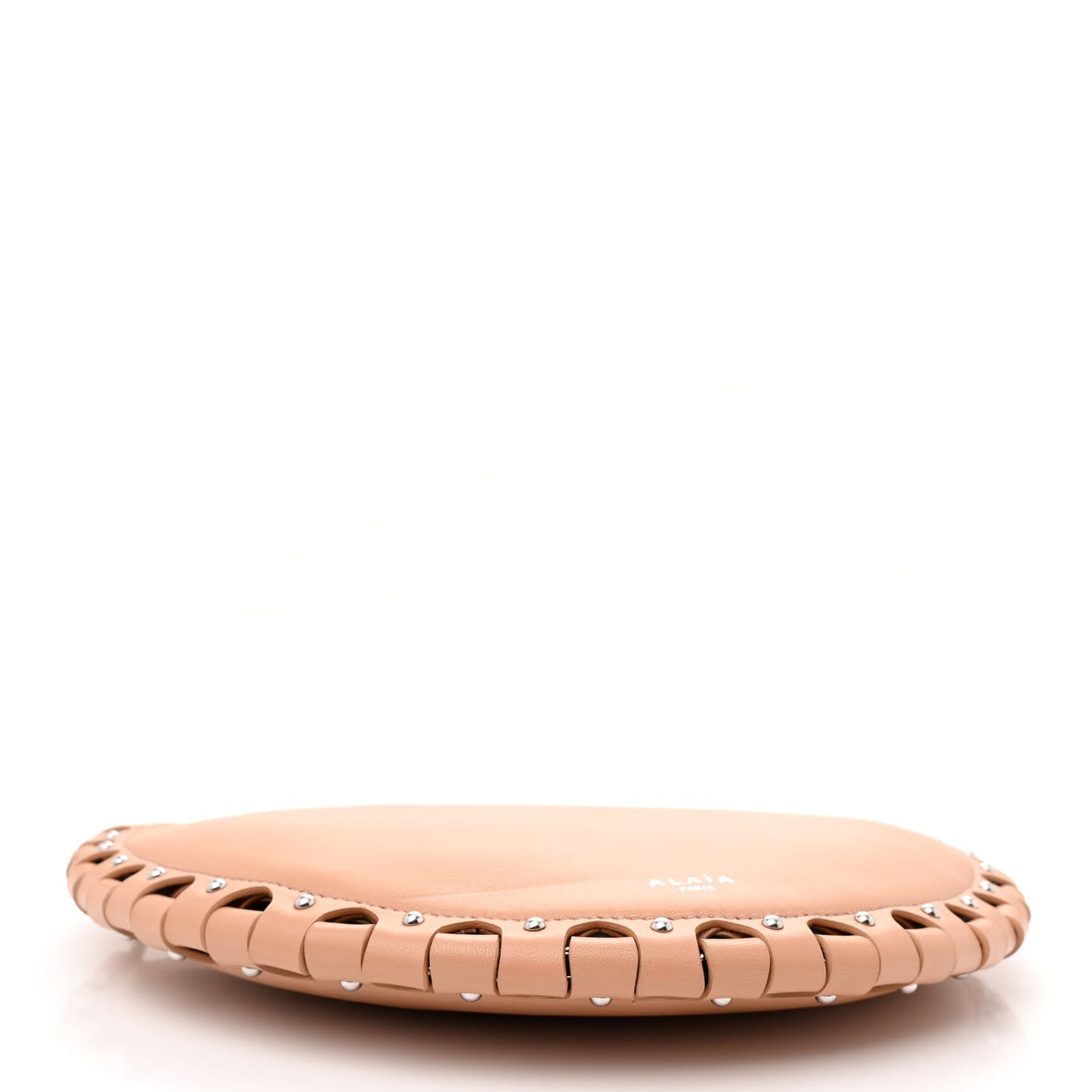 Lambskin Studded Chain Demi Lune Bag Nude