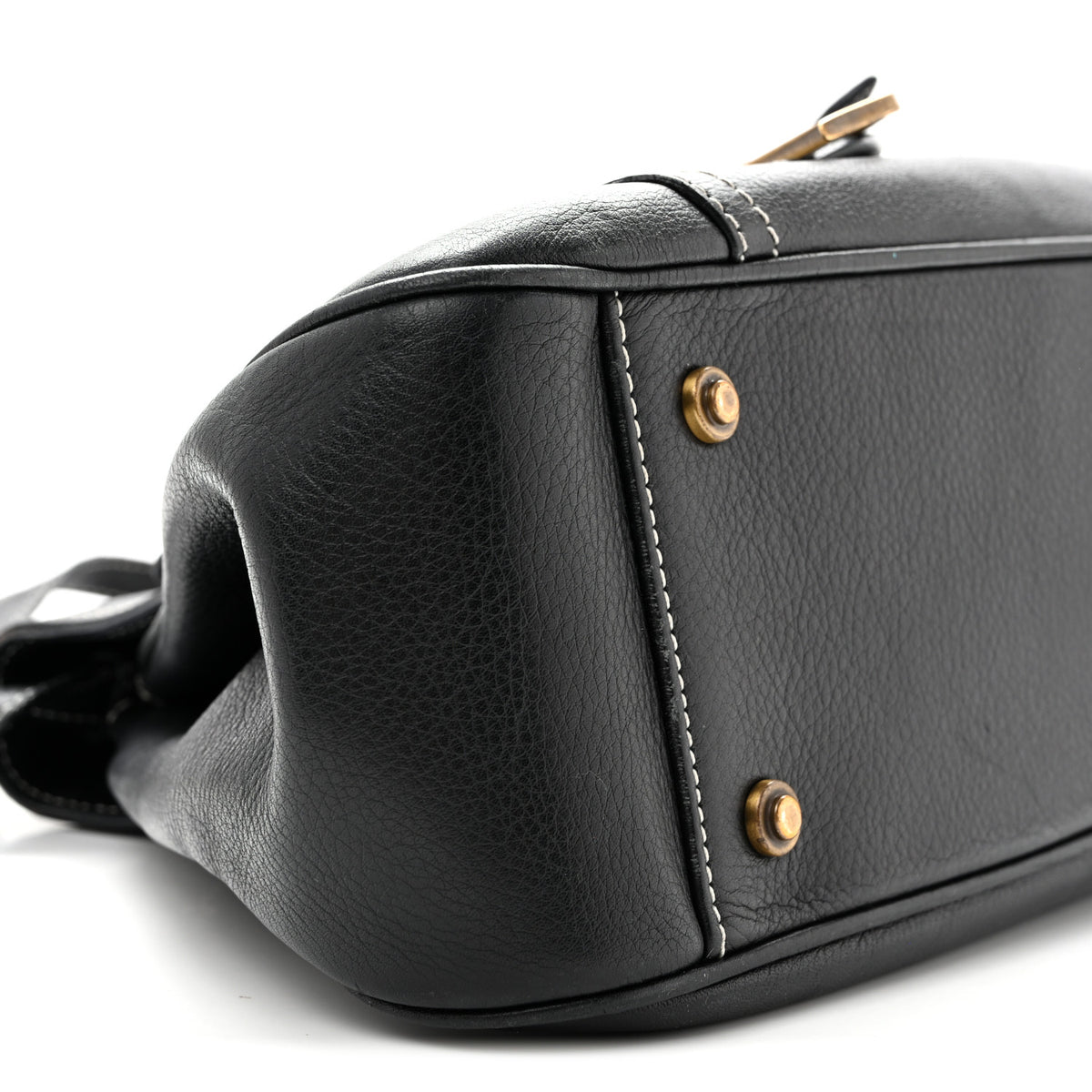 Christian Dior Calfskin Saddle Top Handle Satchel Black 9 of 16