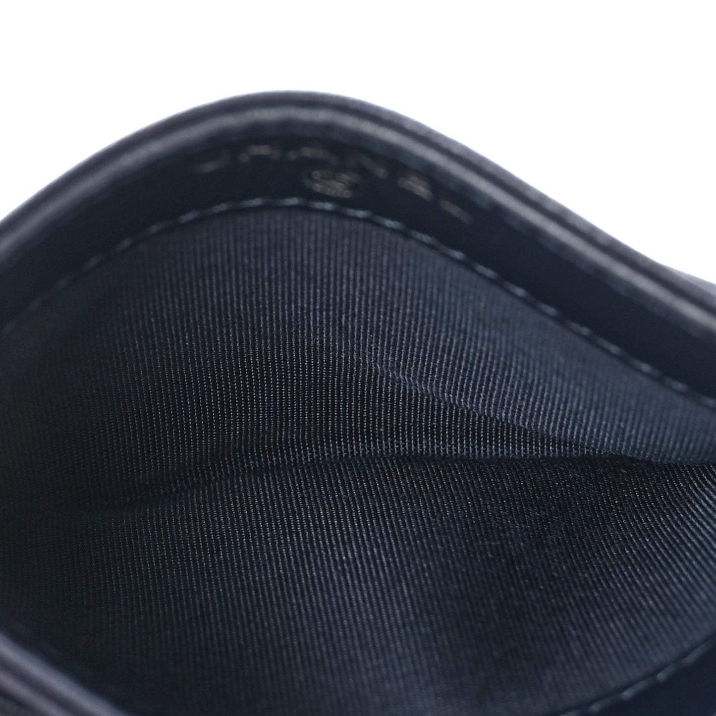 Goatskin Camellia Embossed Card Holder Dark Blue