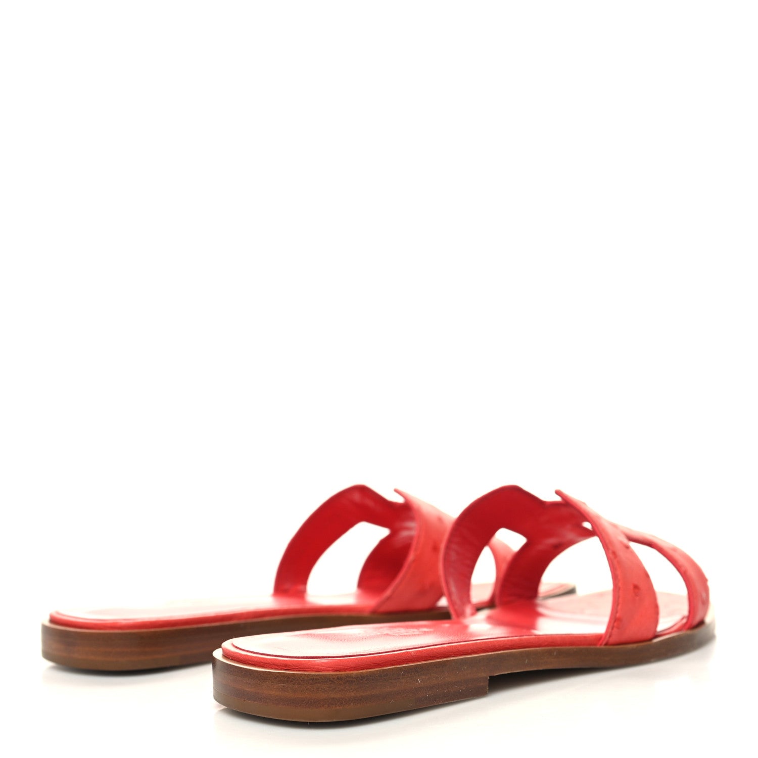 Hermes Ostrich Oran Sandals 37.5 Rouge Corail 4 of 10