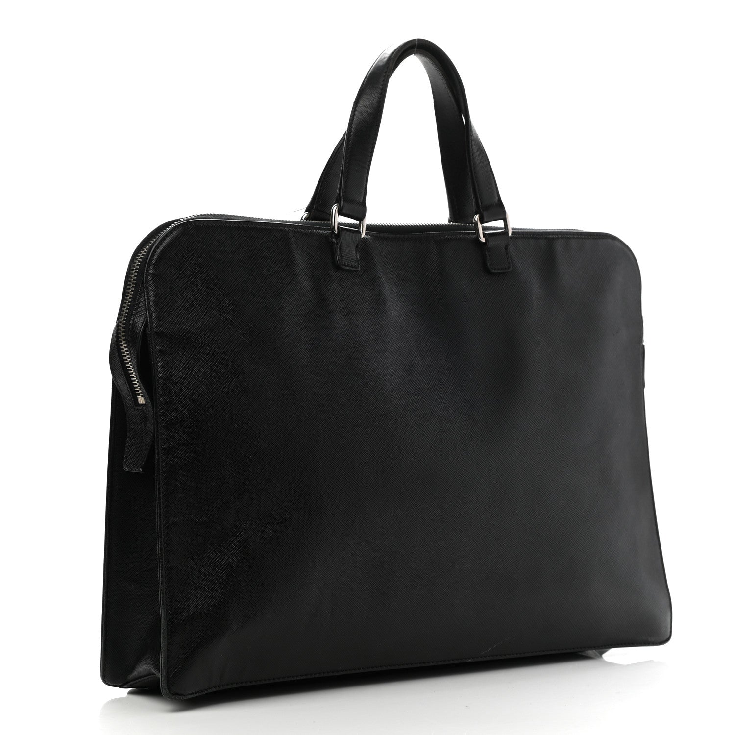 Prada Saffiano Cuir Front Zip Pocket Briefcase Black 3 of 13