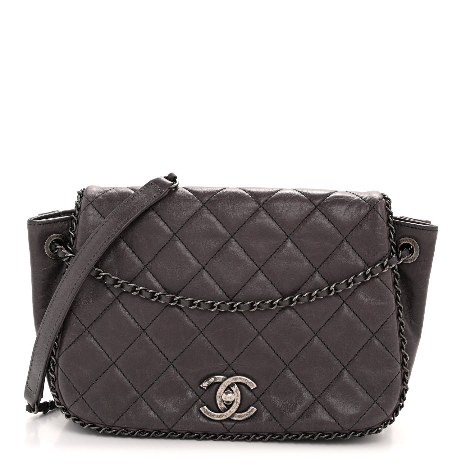 Chanel Calfskin Quilted Small CC Enchained Accordion Flap Purple 1 of 13