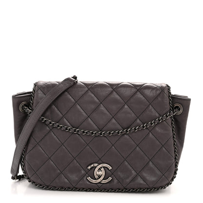Chanel Calfskin Quilted Small CC Enchained Accordion Flap Purple 1 of 13