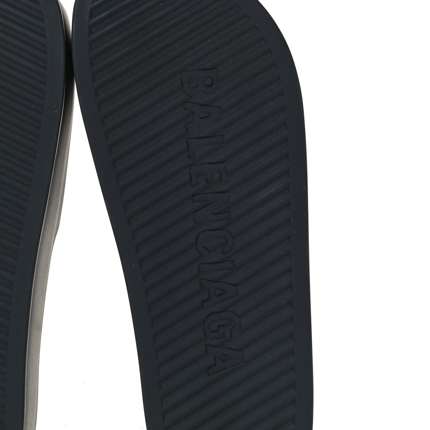 Rubber Chunky Platform Slide Sandals 41 Black