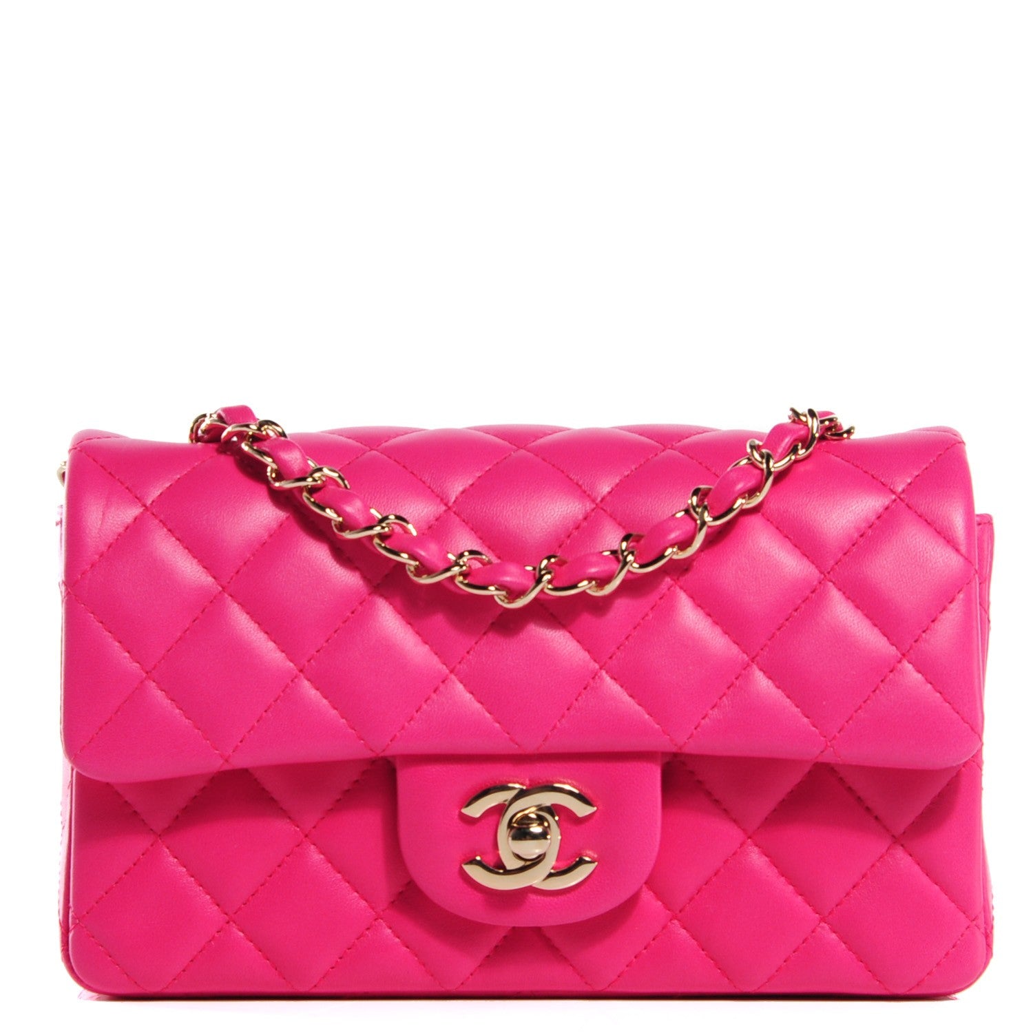 Chanel Lambskin Quilted Mini Rectangular Flap Dark Pink 1 of 9