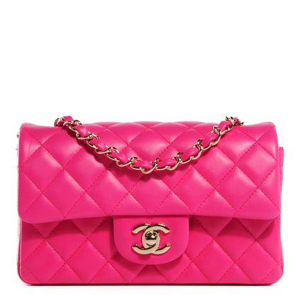 Chanel Lambskin Quilted Mini Rectangular Flap Dark Pink 1 of 9
