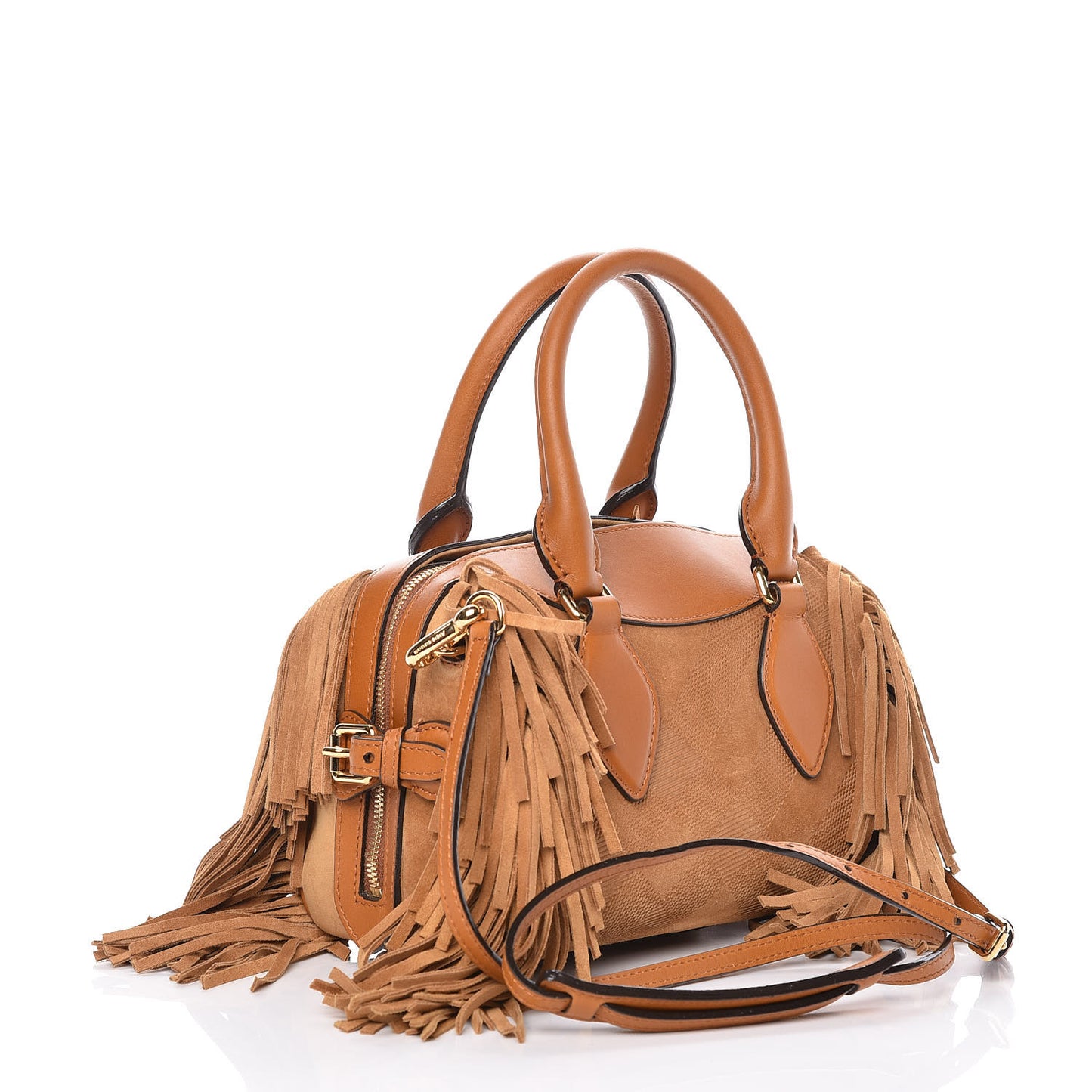 Prorsum Suede Fringe Mini Bee Shoulder Bag Tan
