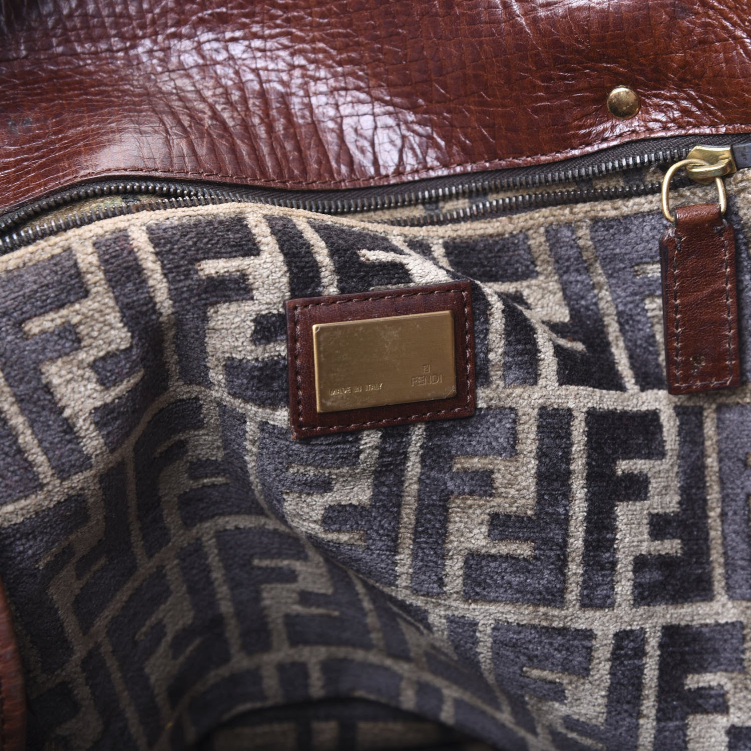 Fendi Velvet Zucca Vitello Large Bag De Jour Fango 7 of 9