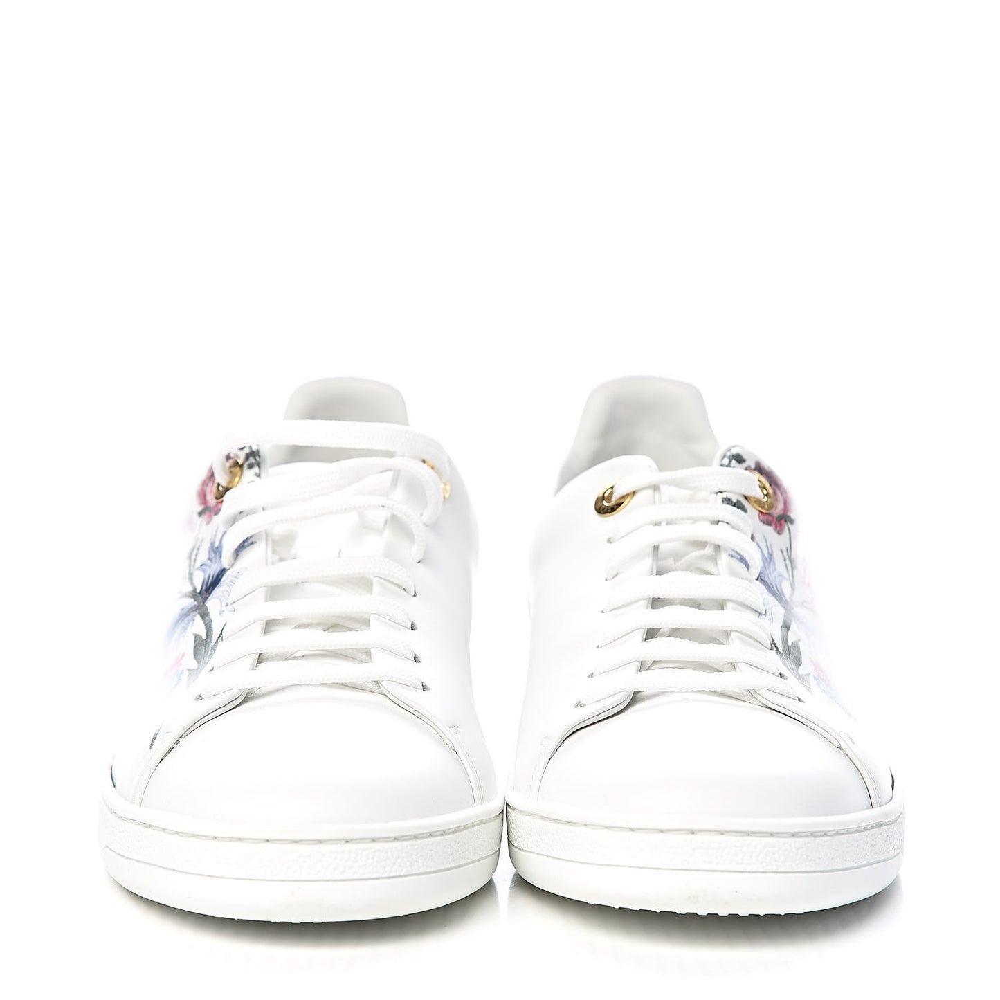 Calfskin Floral Frontrow Sneakers 40 White