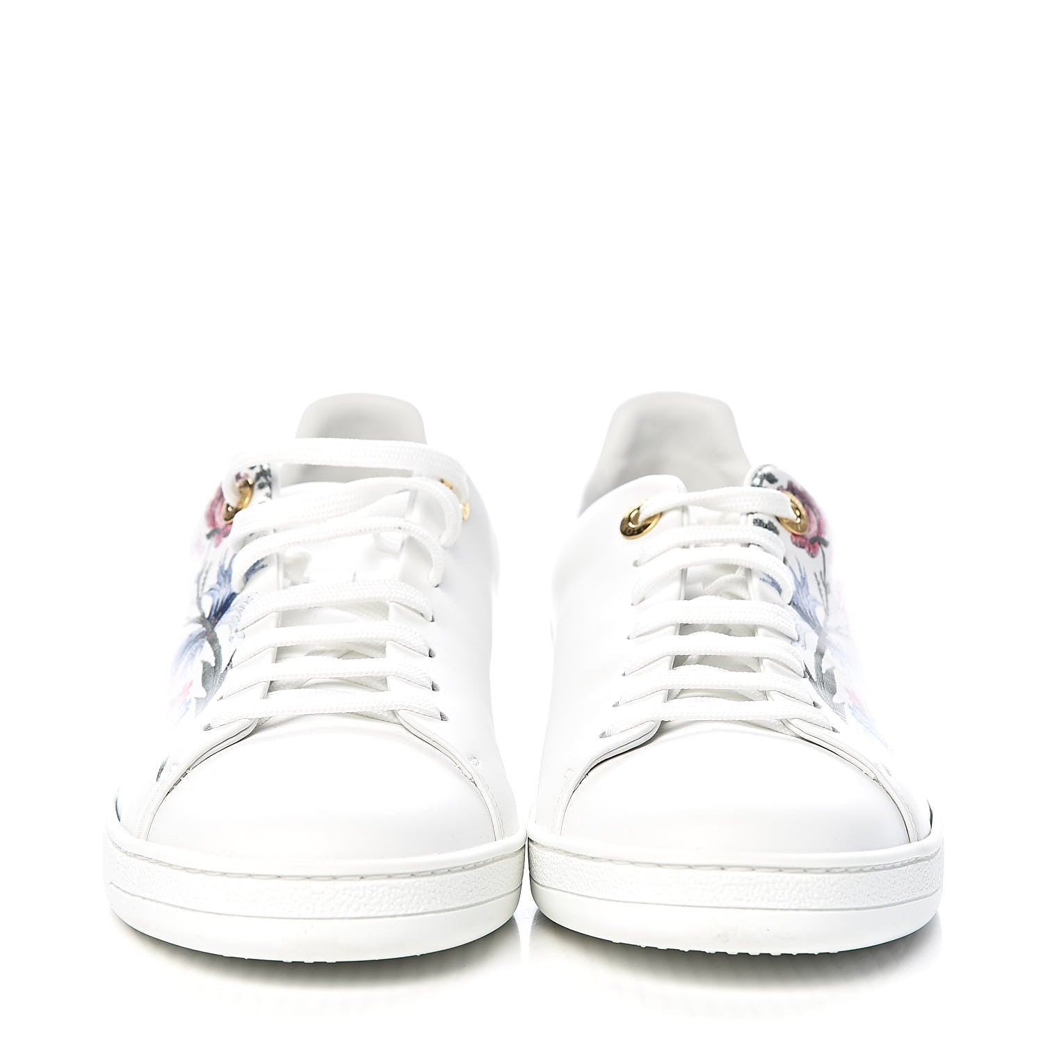 Louis Vuitton Calfskin Floral Frontrow Sneakers 40 White 2 of 10