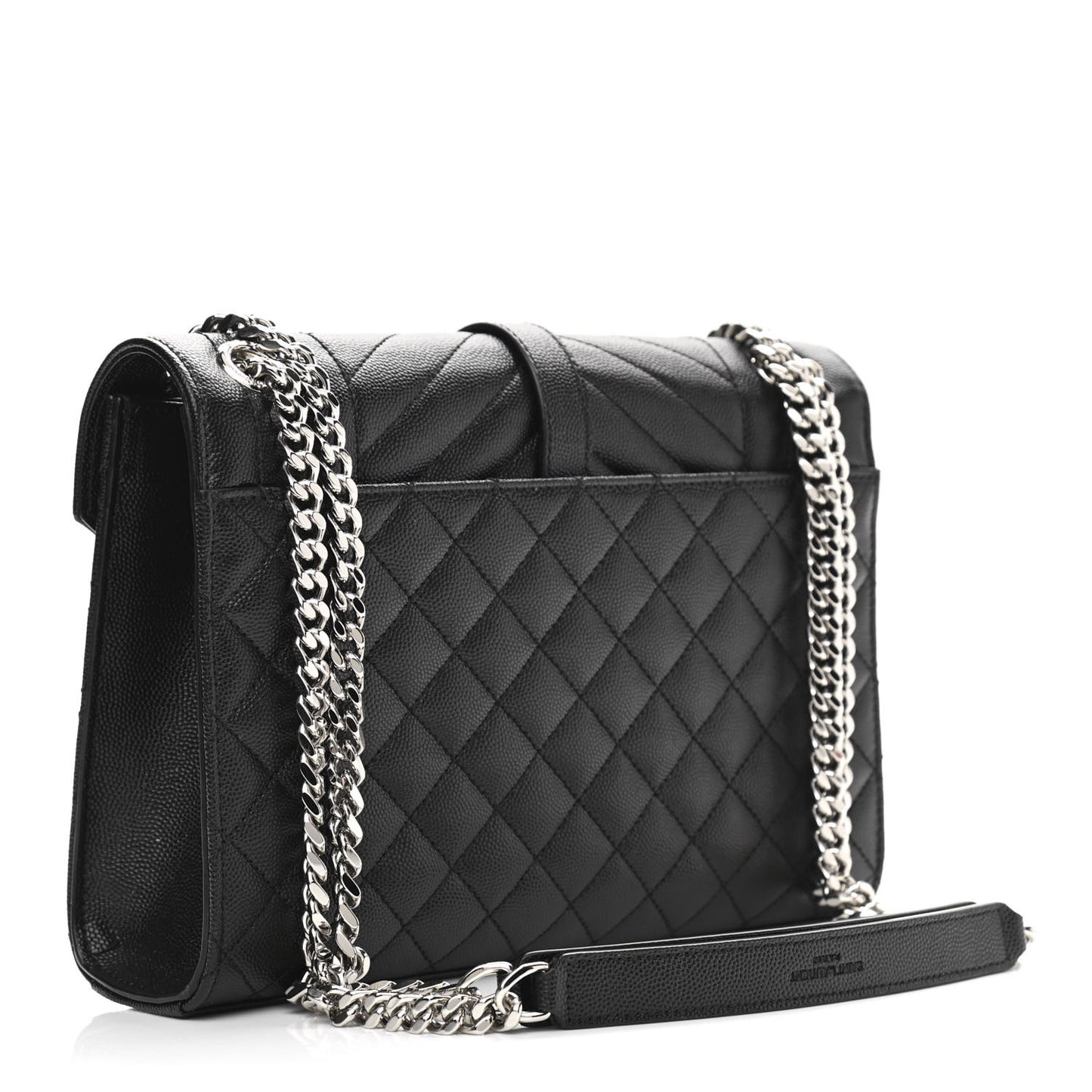 Grain De Poudre Textured Mixed Matelasse Triquilt Medium Monogram Satchel Black