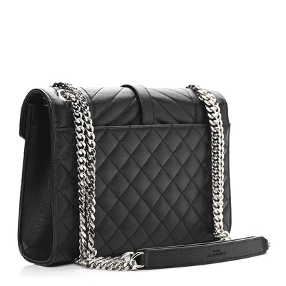 Saint Laurent Grain De Poudre Textured Mixed Matelasse Triquilt Medium Monogram Satchel Black 3 of 10