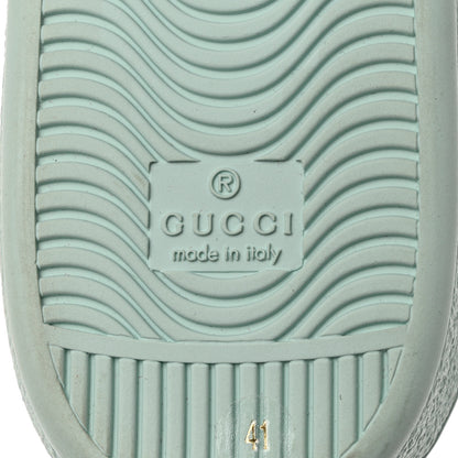 Gucci Calfskin Interlocking G Perforated Womens Ace Sneakers 41 Water Green Synthetic Green Garden 8 of 9