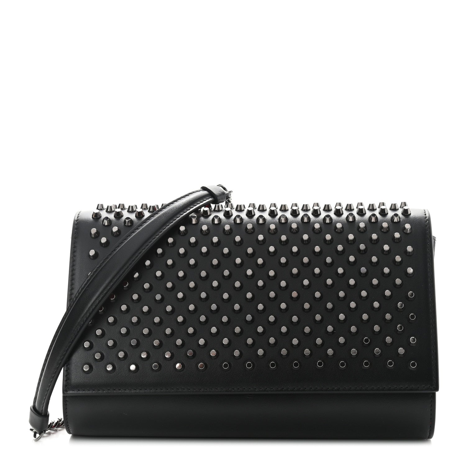 Christian Louboutin Calfskin Patent Spikes Paloma Clutch Black 1 of 10