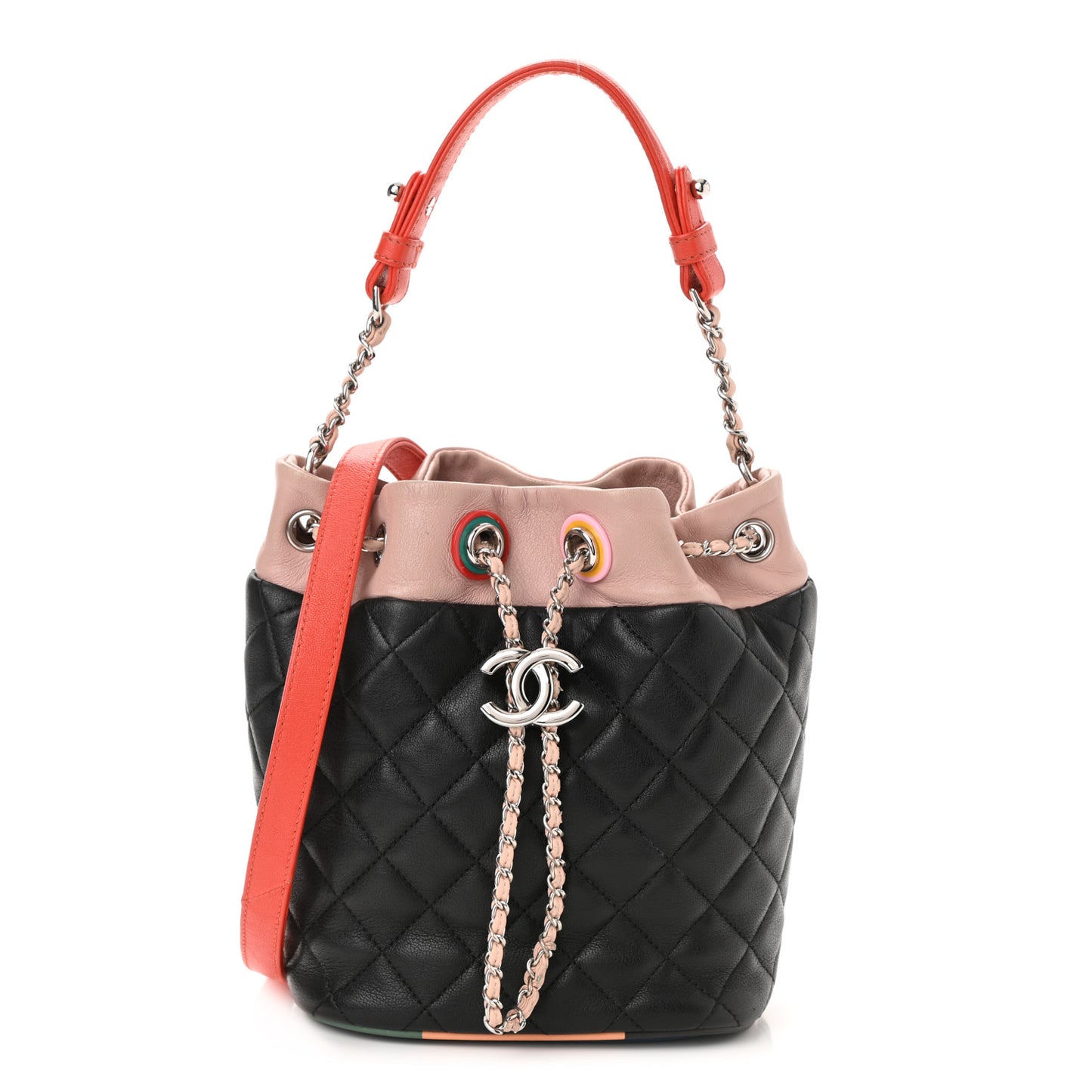 Lambskin Quilted Cuba Drawstring Tote Multicolor