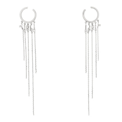 Suzanne Kalan 18K White Gold Diamond Fireworks Fringe Drop Earrings 1 of 4