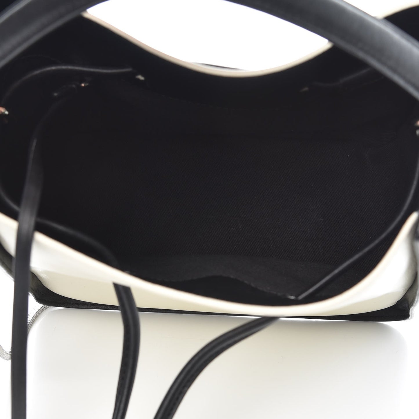 3.1 Smooth Calfskin Bi-Color Small Soleil Bucket Bag Off White Black