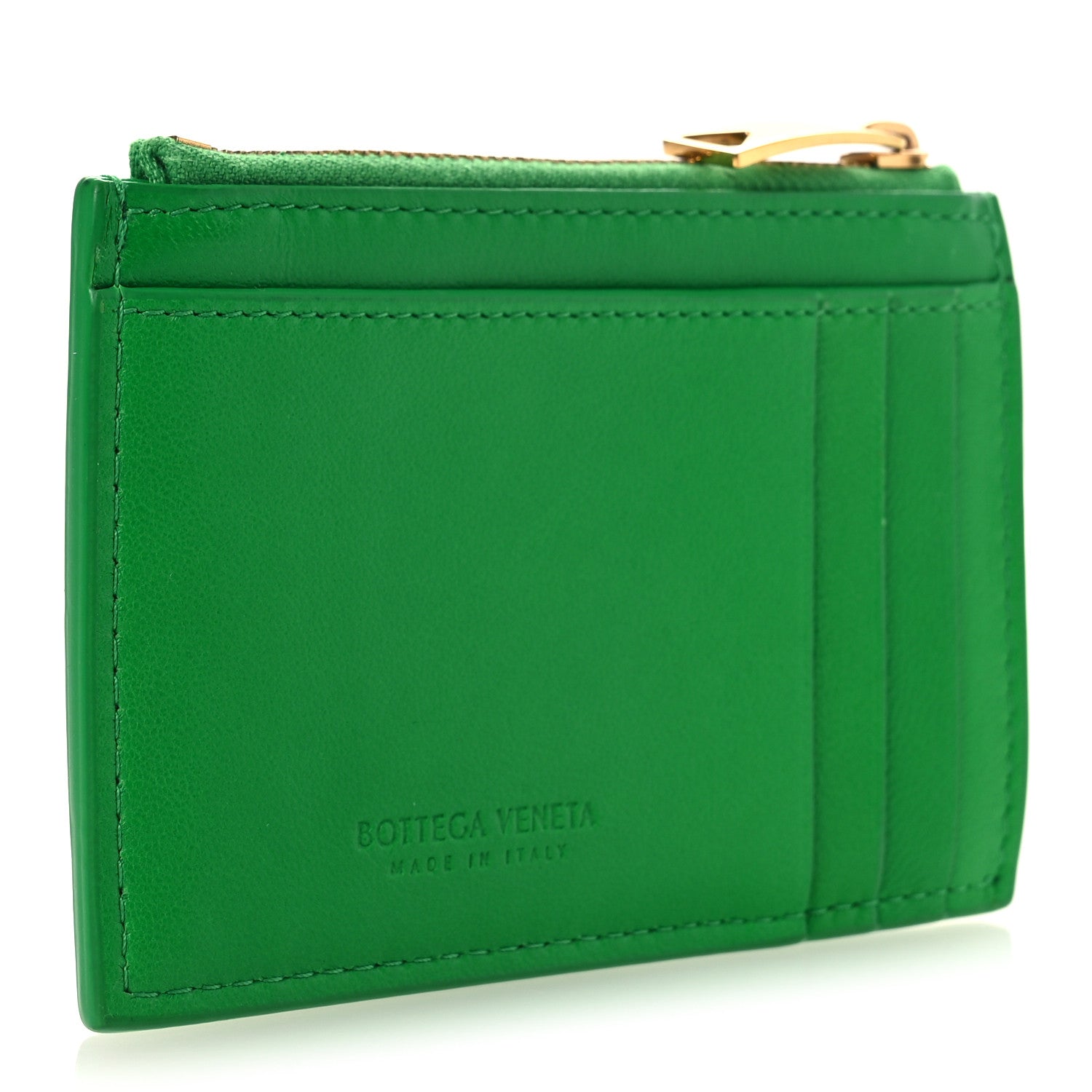 Bottega Veneta Nappa Intreccio Cassette Zipped Card Case Parakeet