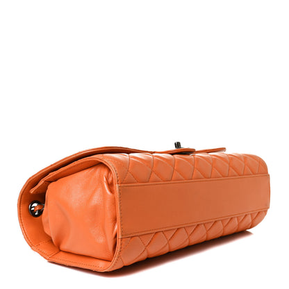Chanel Lambskin Quilted Jumbo Grocery By Chanel Drawstring Shopping Bag Orange 4 of 9
