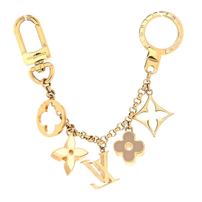 Louis Vuitton Brass Enamel Fleur De Monogram Bag Charm Chain Gold 1 of 4