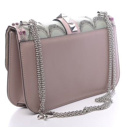 Valentino Garavani Vitello Crystal Embellished Medium Glam Lock Rockstud Flap Poudre 3 of 12