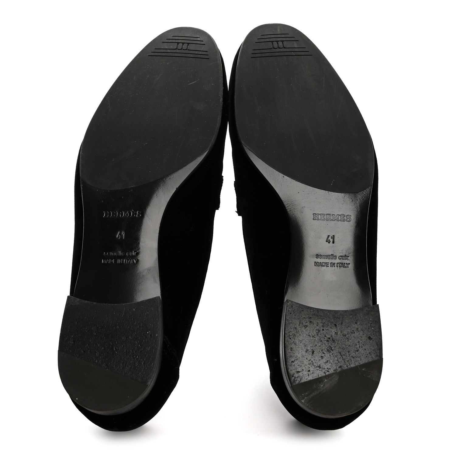 Hermes Velvet Womens Paris Loafers 41 Black 6 of 10