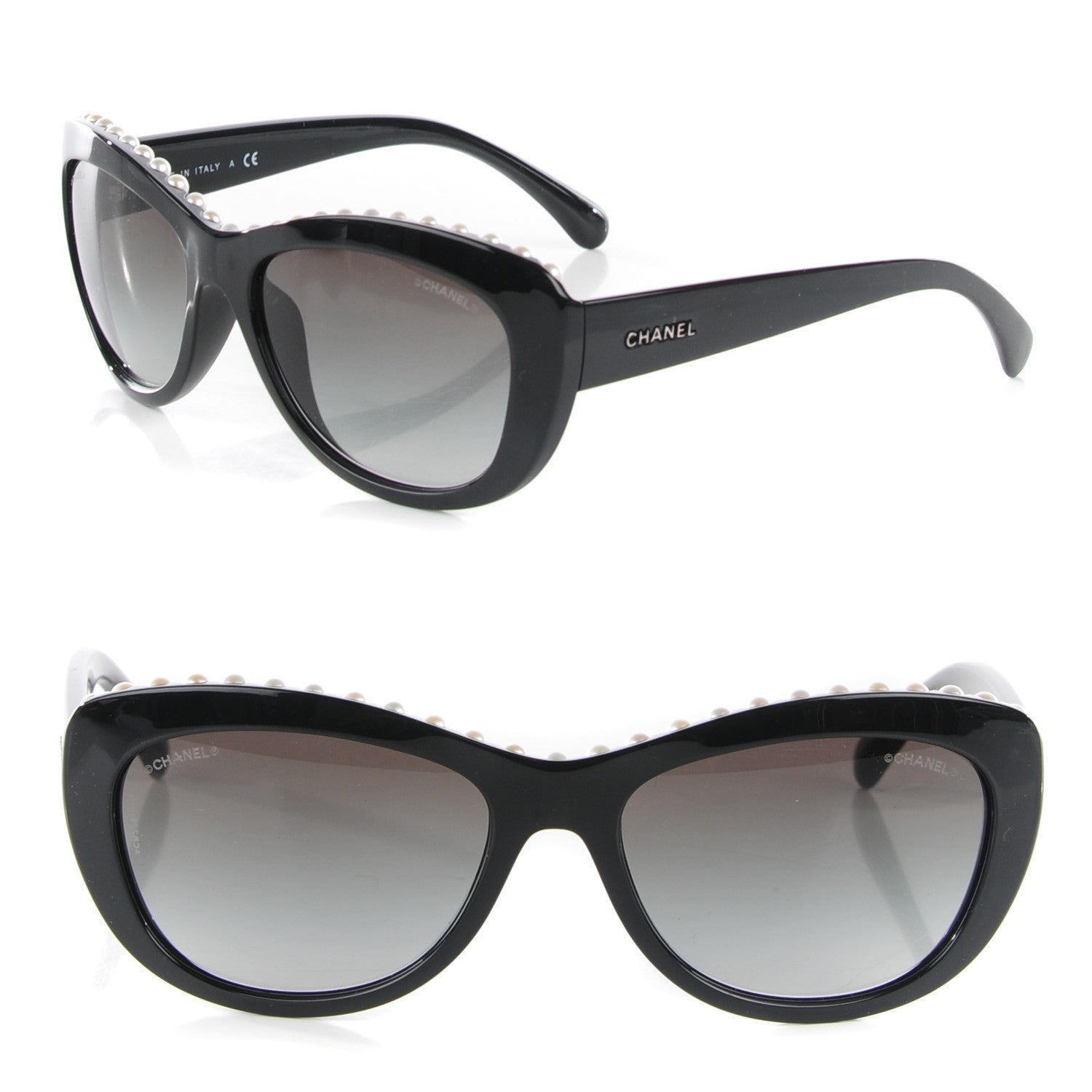 Chanel Freshwater Cultured Pearl Cat Eye Sunglasses 6038H Black 1 of 8