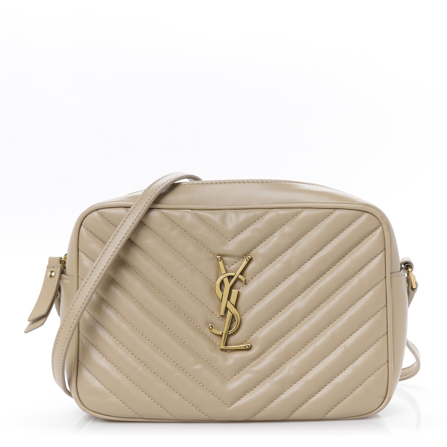 Saint Laurent Calfskin Matelasse Monogram Lou Camera Bag Dark Beige 1 of 10